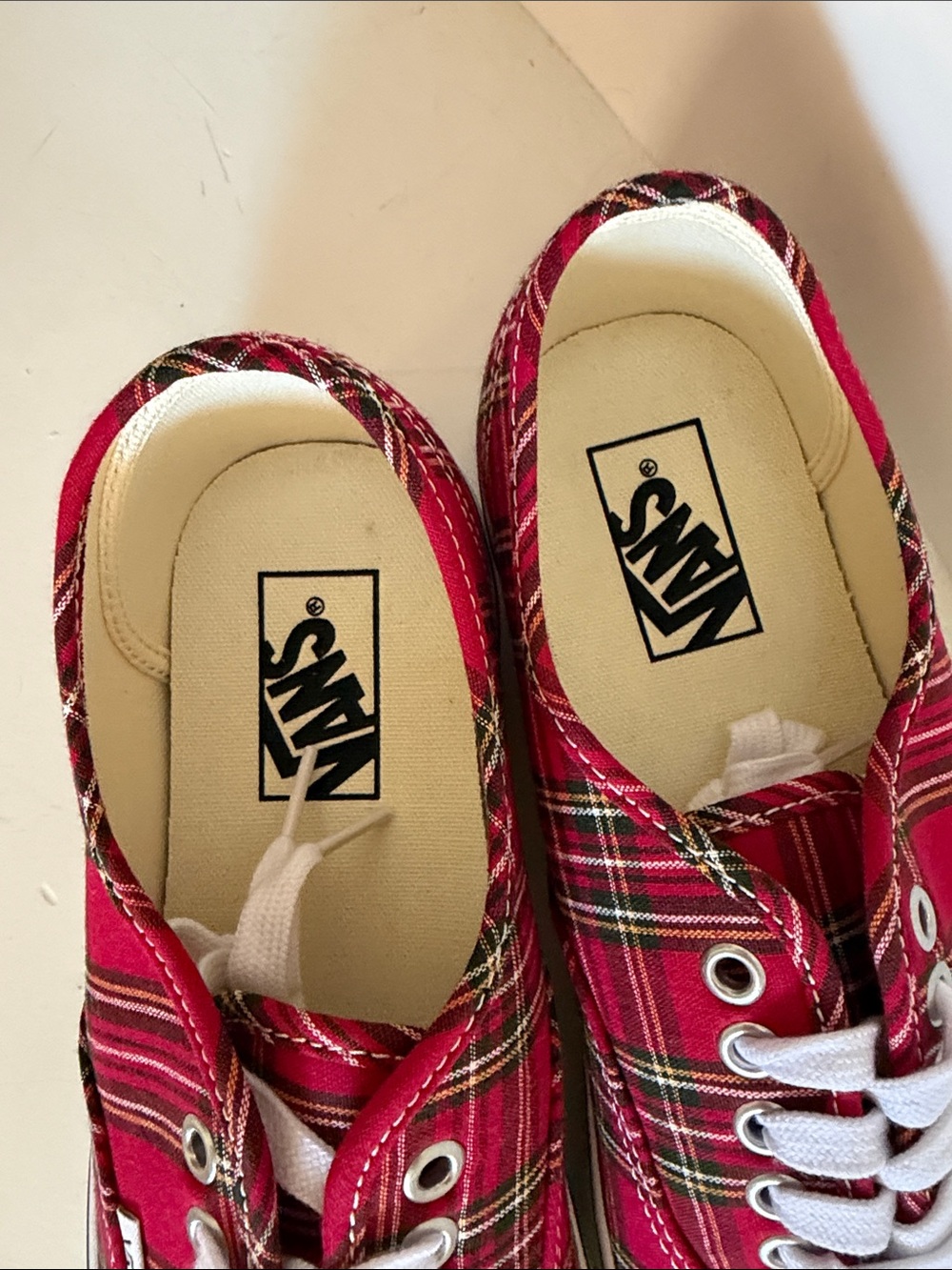 Vans Red Plaid Low Top Canvas Sneakers - Picture 2 of 4